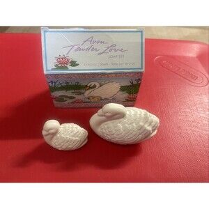 Vintage Avon Tender Love SWAN Soap Set Contains 2 Swan Shaped Soap Bars